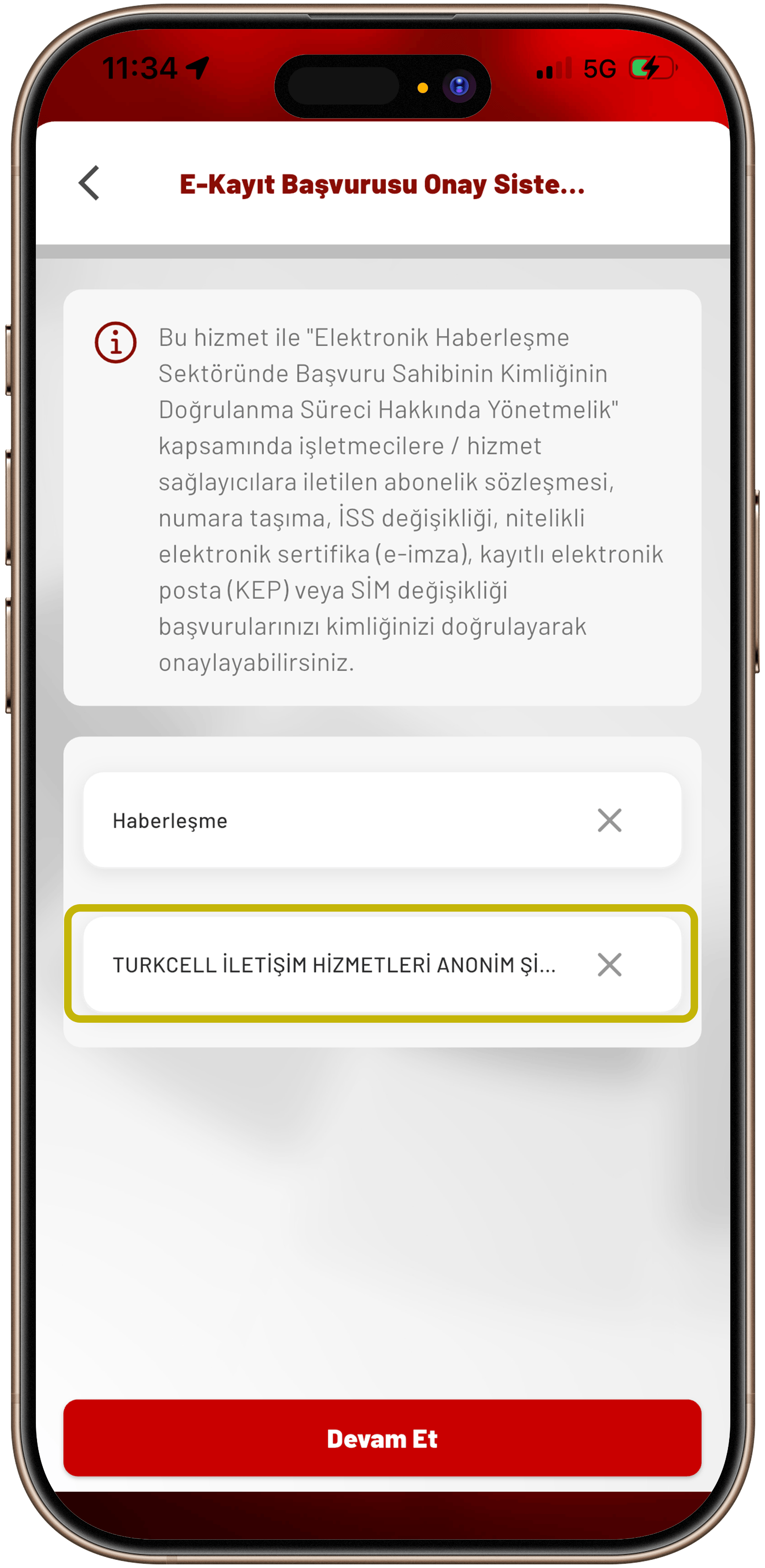 Operatör ve Hizmet Seçimi