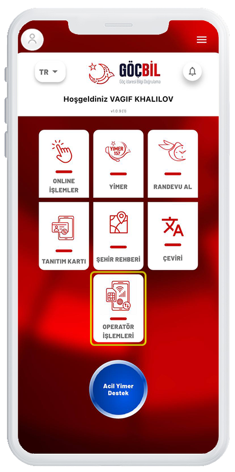 GöçBil operatör işlemleri ekran görüntüsü